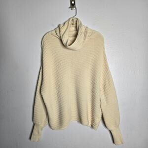 Nordstrom Cashmere Ribbed Knit Cowl Neck Sweater M Neutral Capsule Timeless Chic